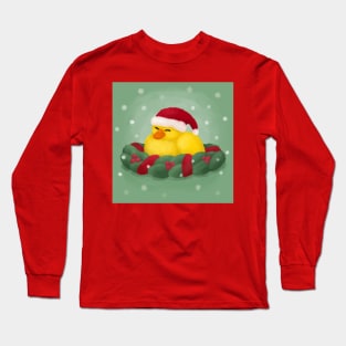 Duckling in a Christmas Wreath Long Sleeve T-Shirt